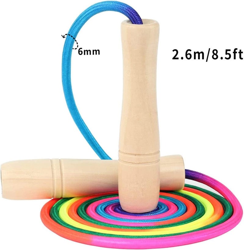 AUMCDIK Jump Rope for Kids, Adjustable Toddler Jump Rope with Wooden Handle and Cotton Rope, Cute Skipping Rope for Boys and Girls Fitness Workout Exercise 8.5 Ft(Pink) - Image 2
